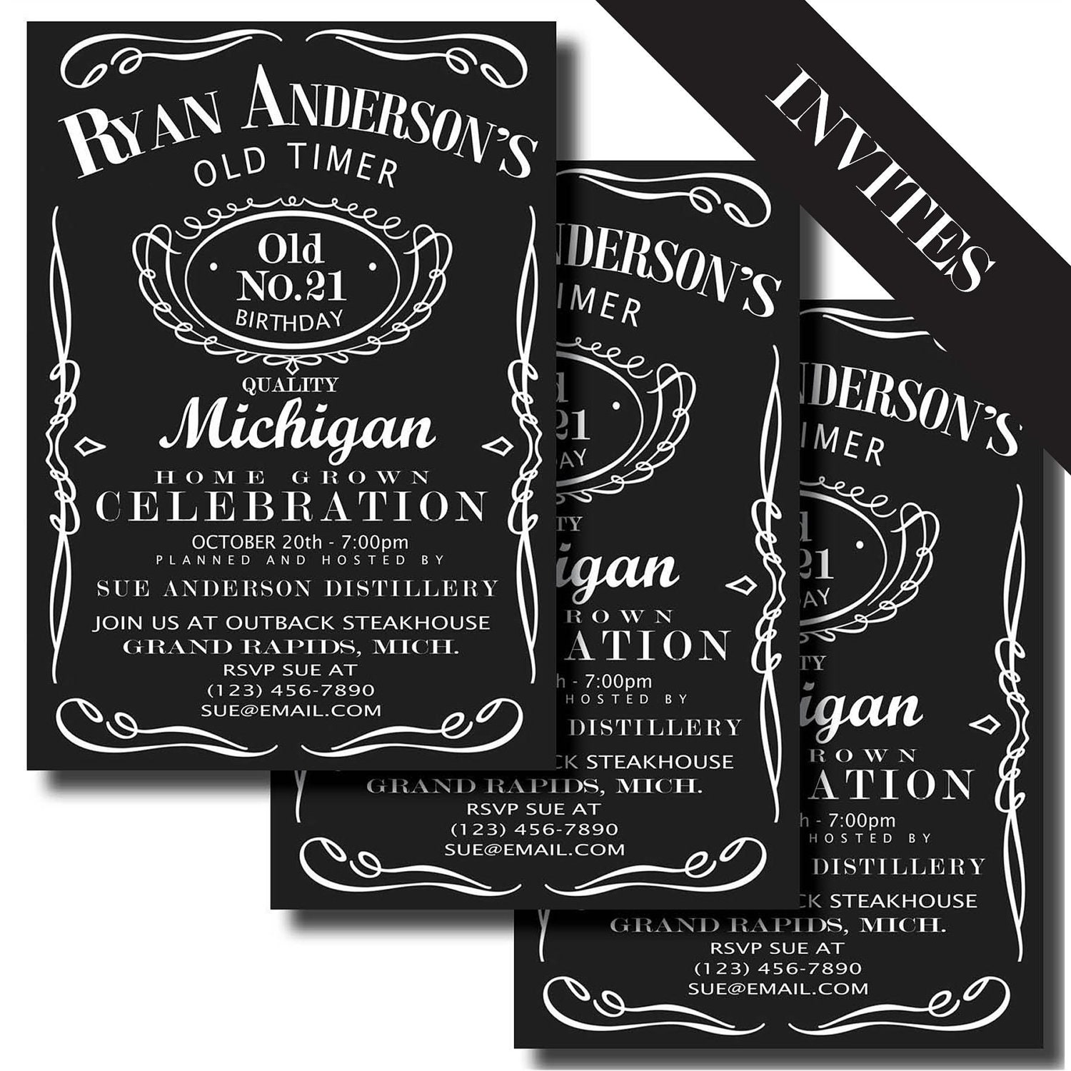 JACK DANIELS Birthday Party - Jack Daniels Label Printable Birthday INVITATION and Party Decorations