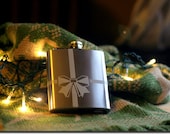 Medium Stainless Steel Bow Etched Flask