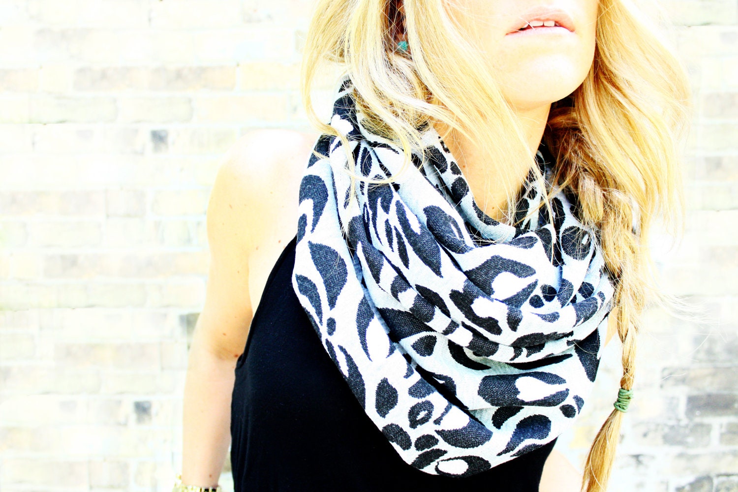 Chunky Circle Scarf - Abstract Grey Sweatshirt.  Eternity Scarf, Infinity Scarf, Loop Scarf, Winter Scarf, Tube Scarf, Fall Scarf, Hipster