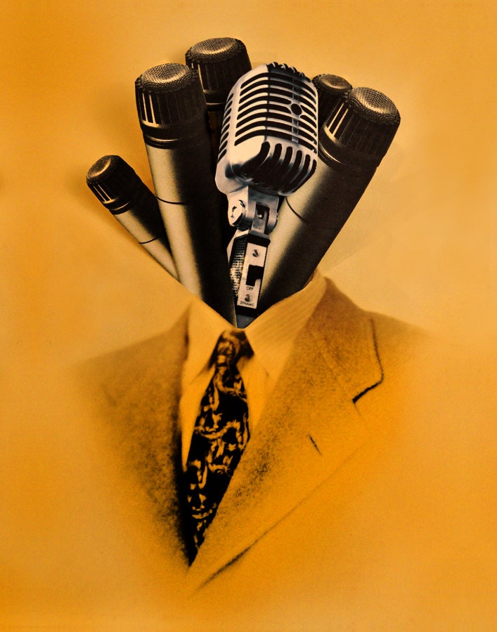 Mr. Microphone - Musician/ Recording Studio Art - 11" x 14" Archival Print