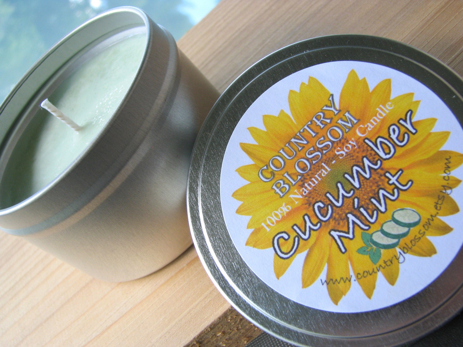 Cucumber Mint 8 oz Tin Soy Wax Candle