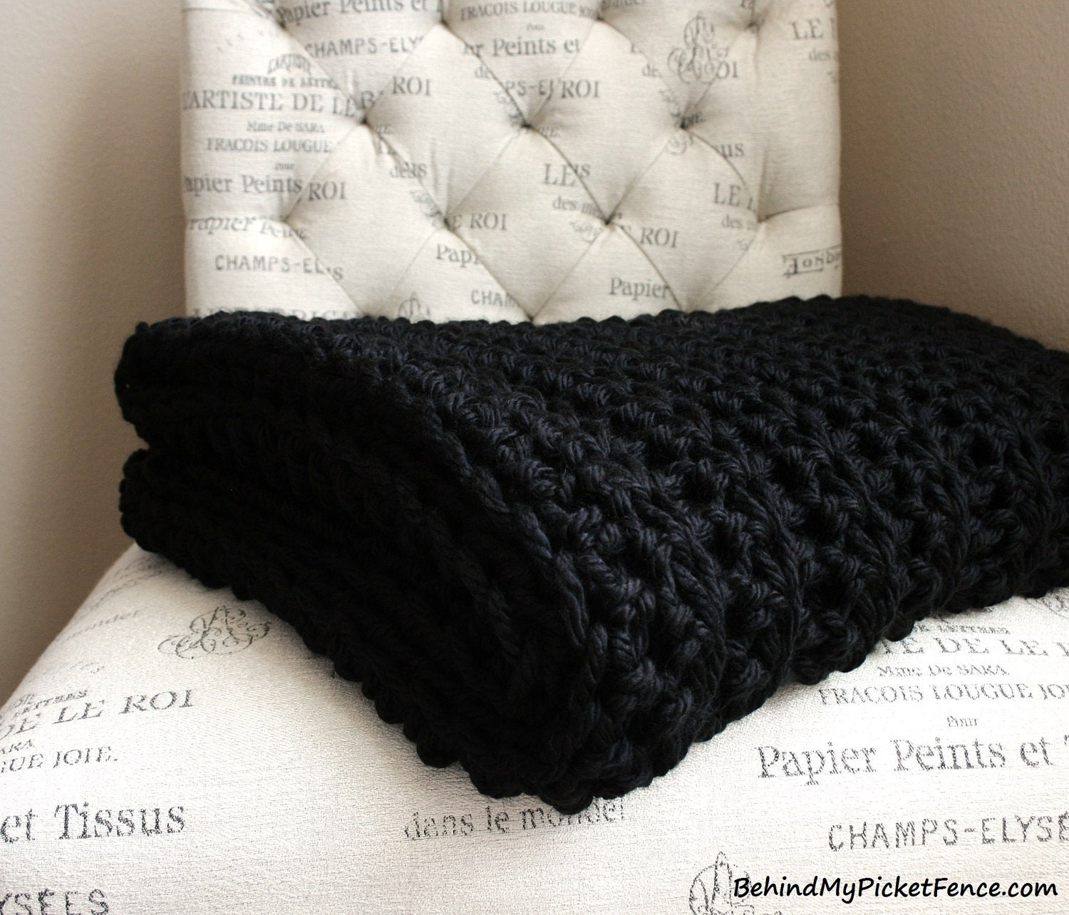 Limited Edition WEST BAY THROW in Black - Soft, warm & cozy throw - Wedding, housewarming, anniversary and holidays or for your home