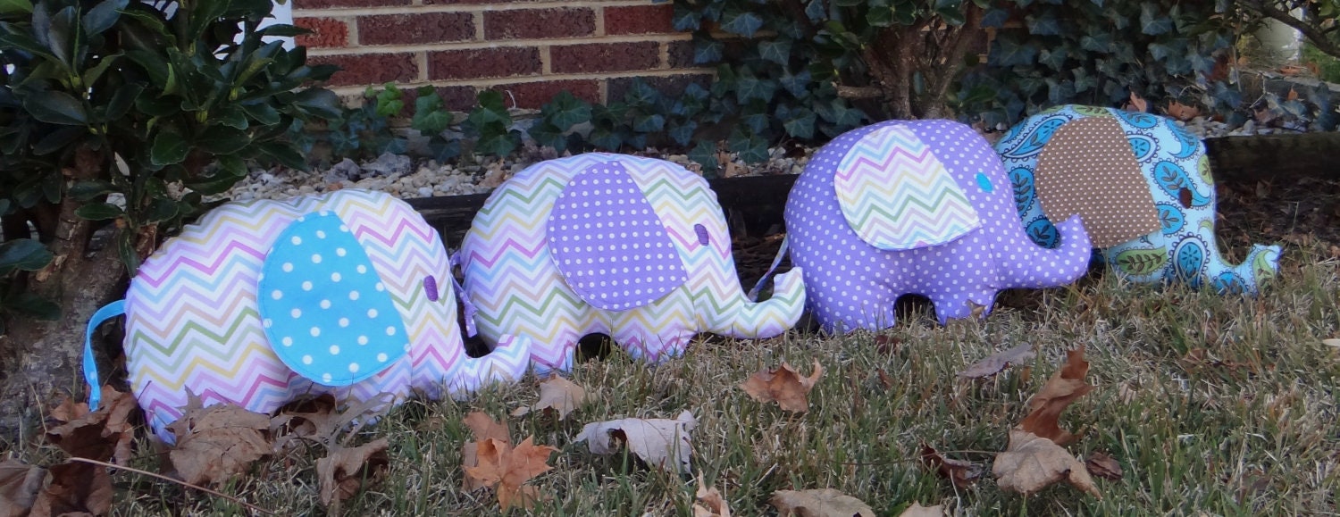 Elephant softie- chevron, polka dots, paisley, you choose fabric