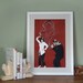 Pulp Fiction movie poster, Quentin Tarantino film poster, quilling and etching illustration, Paper art print, print, Ready to ship