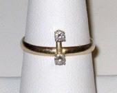 14K Gold Ladies Wedding / Engagement Ring w/ 2 Diamonds / Sz. 6.5 / 2mm / 1.8 gr / FREE US Shipping