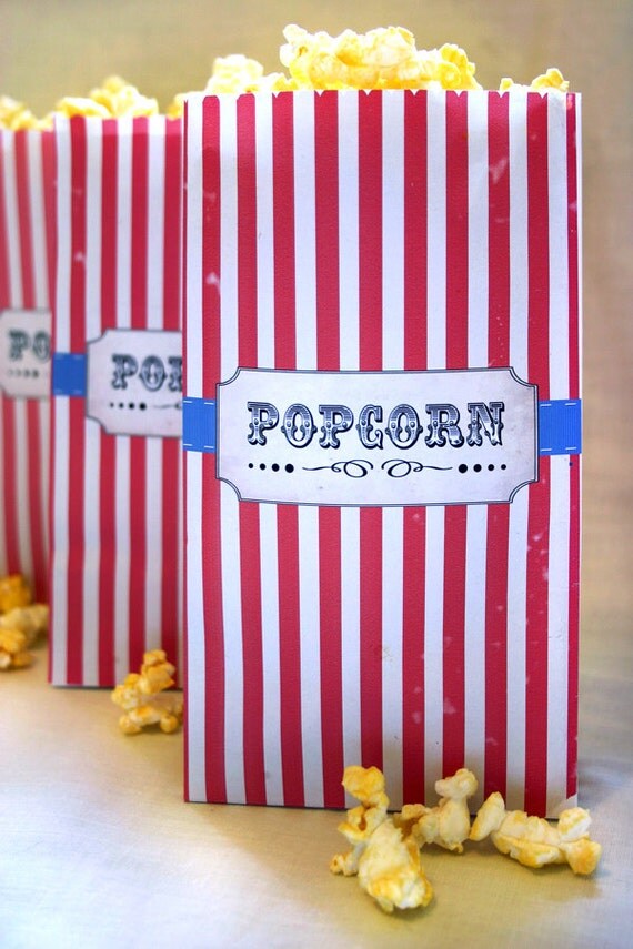 Popcorn Bag Printable Template - Vintage Circus Kids Birthday Party - DIY PRINTABLE FILE by Sassaby Il_570xn