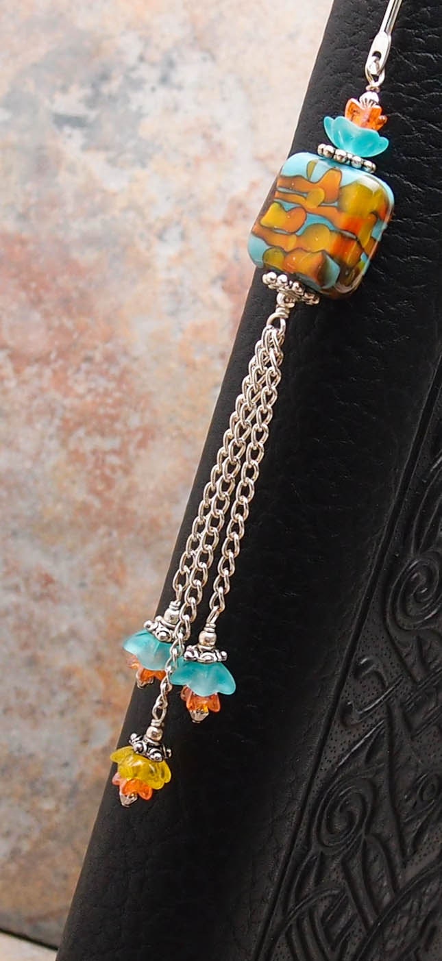 Beaded Bookmark Lampwork Chain Tassel - Southwestern Garden -  Handmade Book Lover SRA Glass