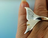 Whale Tail Rings  - Single Whale Tail Ring - Sterling Silver  - Adjustable Ring
