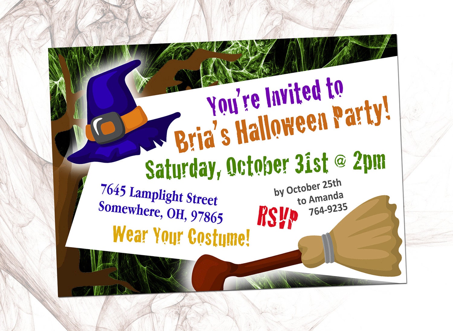 Printable Halloween Party Invite (Halwn Inv 115)