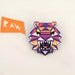 Tiger Head Brooch - Geometric Neon Hand Painted