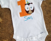 First birthday boy owl onesie, you choose the colors you'd like