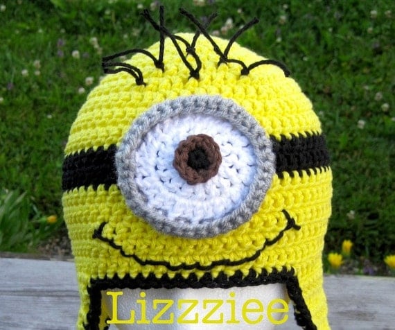 Despicable Me Minion Hat Pattern - Crochet hat PDF - Complete instructions to make earflaps beanie ties braids