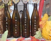 Fall,Winter,Spring,Summer Brown Bottle Vases-Recycled Brown Glass-Set of 4-Garden Decor-Wedding Decoration-Shaby Chic-Farm Chic-Rustic