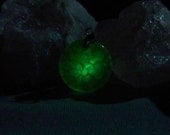 Amulet of the Dragon Keeper - Magical Green Dragons Vein Agate That Glows From Within - Neon Green Glow in the Dark Effects