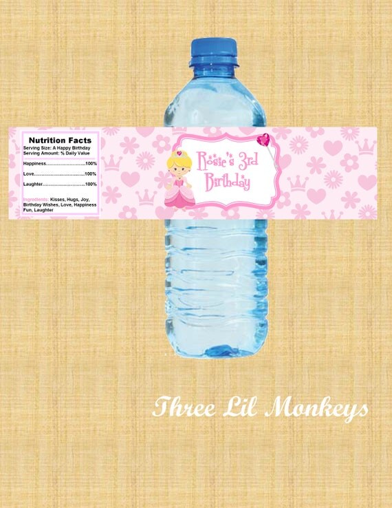 Princess Water Bottle Labels Il_570xn