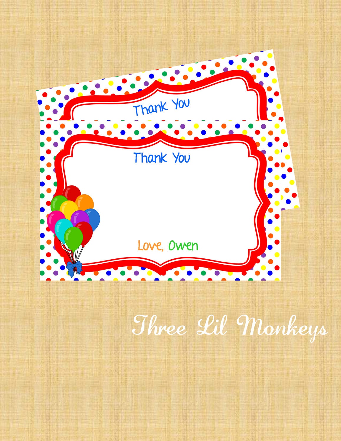 Balloon Thank You Cards Il_570xn