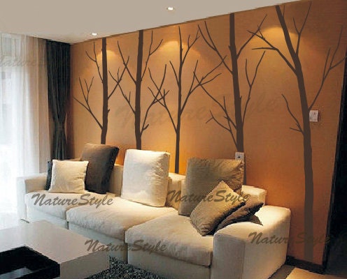 Wall Decal tree wall decal nursery wall decal baby wall decal winter tree wall decal children  baby decal-Five Winter Trees