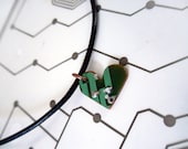 Circuit Board Necklace - Green Heart - Cyborg Series
