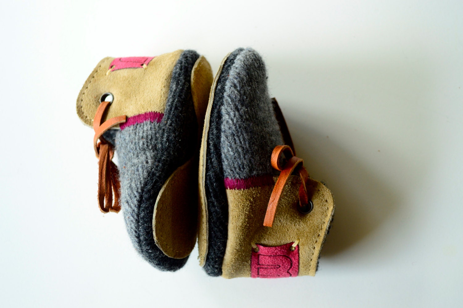 Modern Jill wool and leather baby and toddler shoes with non-slip suede sole