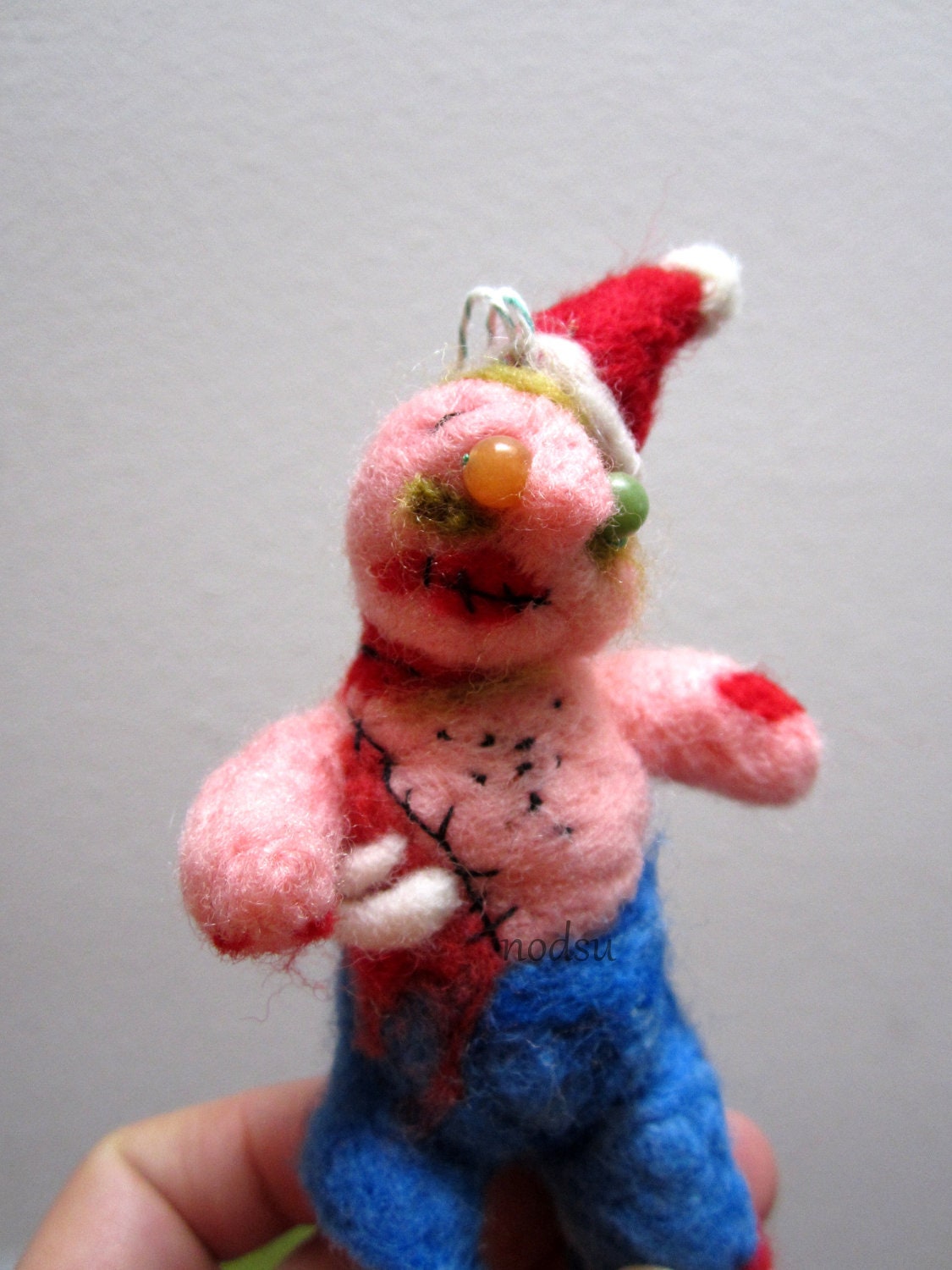 Zombie ornament hanging christmas tree decoration needle felted