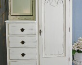 Antique Dresser Armoire Chifferobe Shabby Chic Bedroom Furniture Hand Painted French White