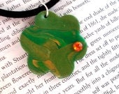 Green and Gold Polymer Clay Pendant - Literary Jewelry - Geek Chic necklace