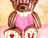 Teddy Bear- 8 x 10 Giclee Print - Girls gift - Nursery Art - Gift Idea - Whimsical - Gift for a Child - Watercolor Print