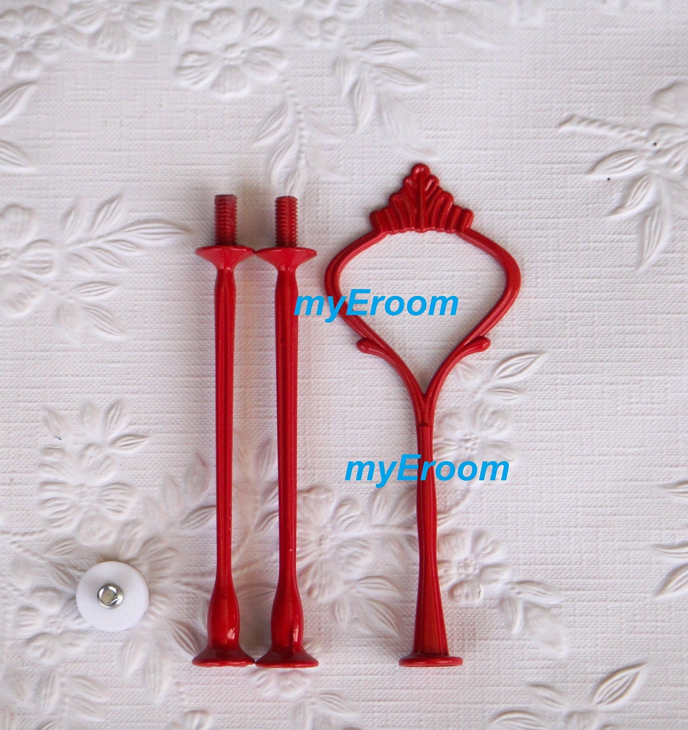 RED Cake Stand Fitting / Handle 3 Tier Crown Centre Hardware / Tidbit for Tea Party