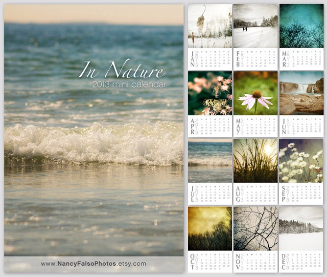 2013 Calendar Nature desk calendar, stocking stuffer, gifts under 25, nature photo set, instant collection