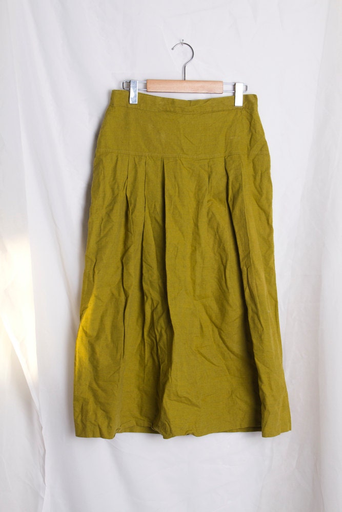 Vintage Chartreuse Midi Skirt