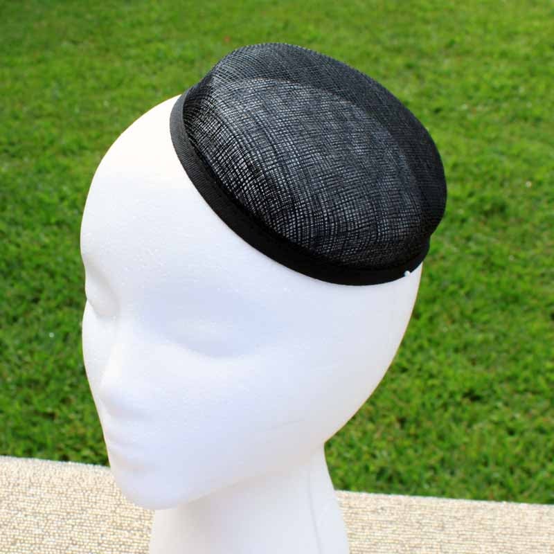 Retro pill box pillow hat base BLACK sinamay by MoxieMilliner