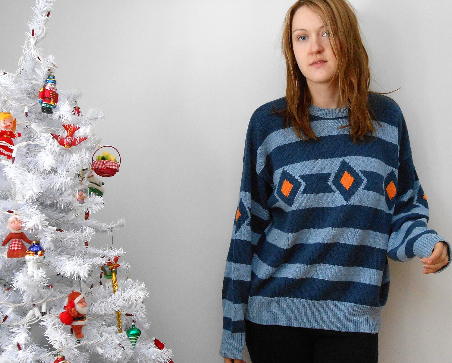 90s STRIPED SWEATER oversized grunge