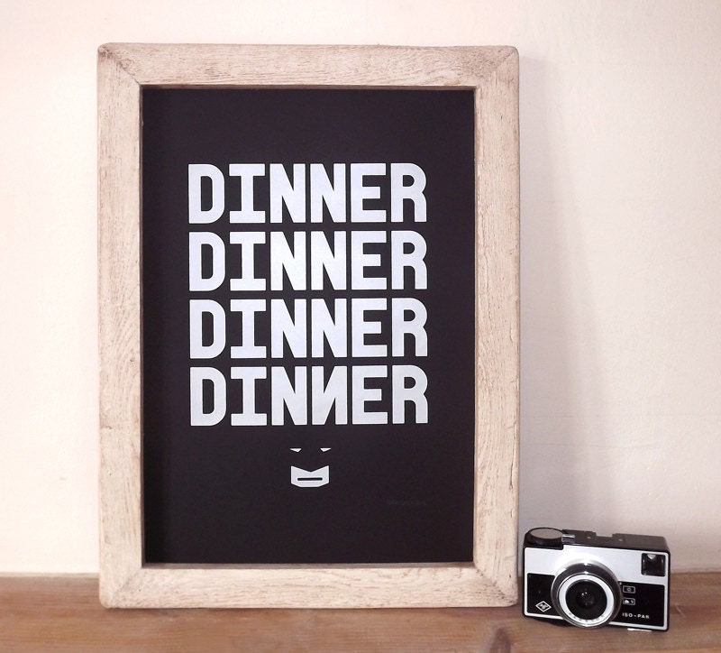 Batman film poster screen print  - Dinner Dinner Batman - screenprint for the Kitchen