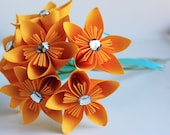 Kusudama paper flowers - Bouquet of seven 2 1/2 in. flowers - You choose color