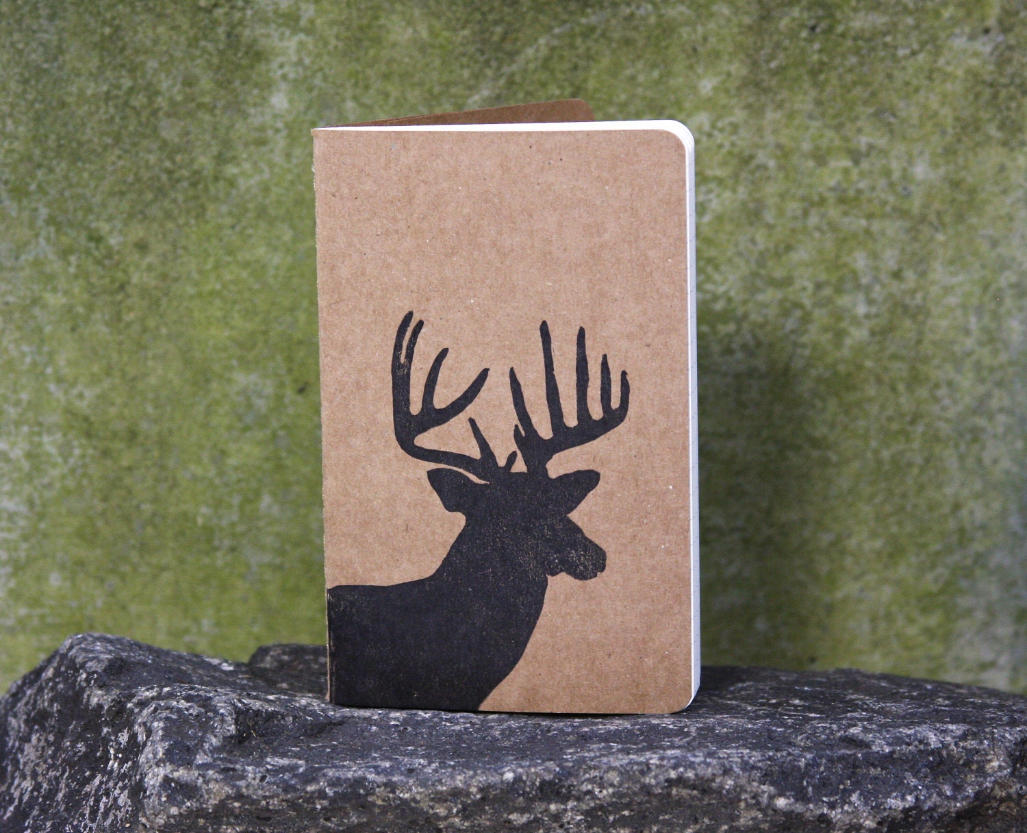 Deer with Antlers, Moleskine - lined journal with inner pocket,  Stag, Heart, Buck small notebook