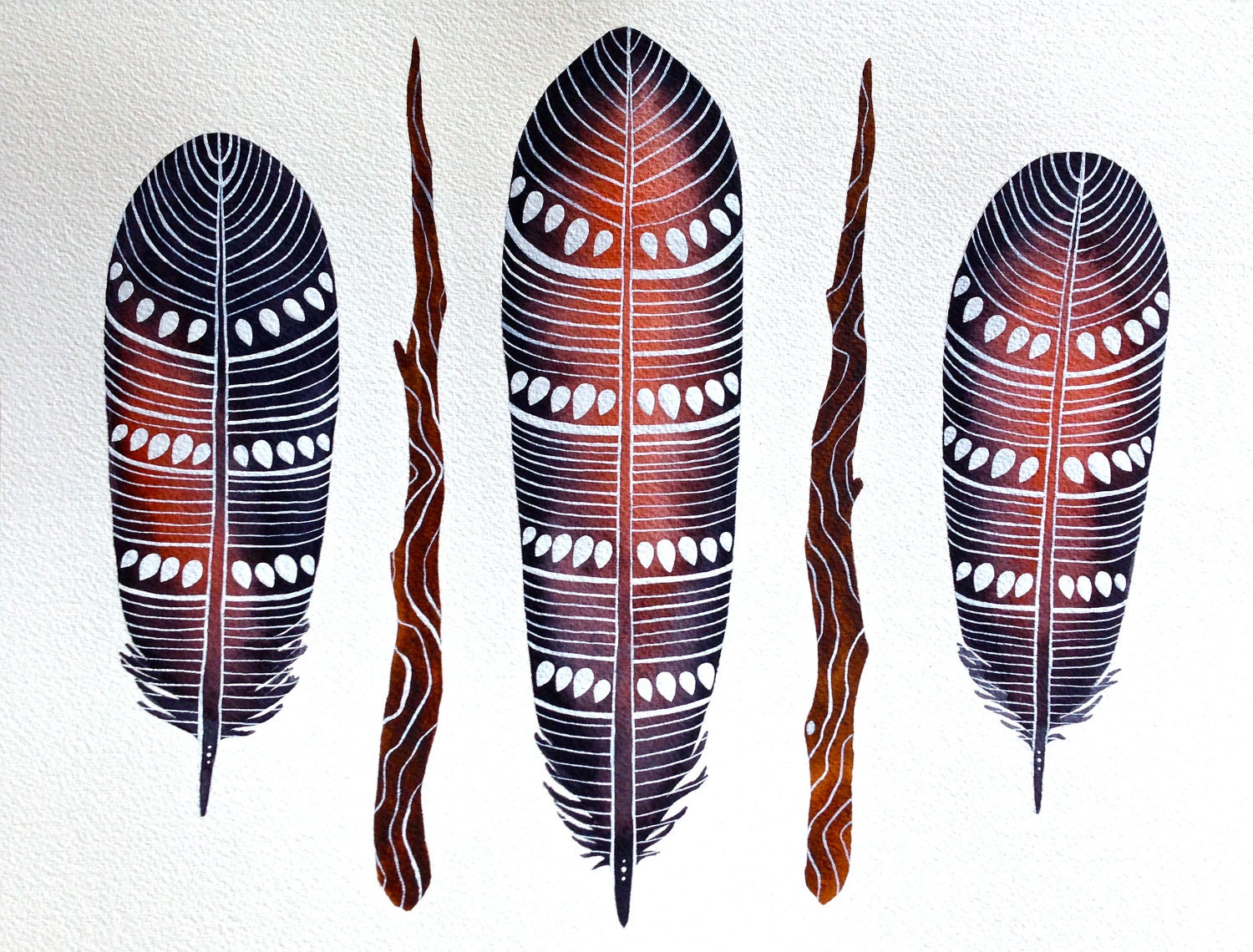 Feather Watercolor Painting - Nature Art - Archival Print 5x7
