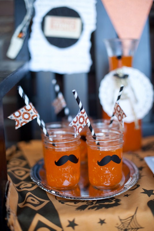 Black Mustache Vinyl Stickers - Halloween Party - Set of 25