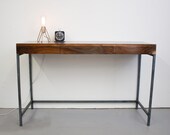 Walnut Desk - Modern and Simple Solid Walnut and Blackened Steel Base