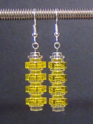 Yellow & clear earrings with silver plated ear wires