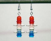 Red white & blue earrings with silver plated ear wires