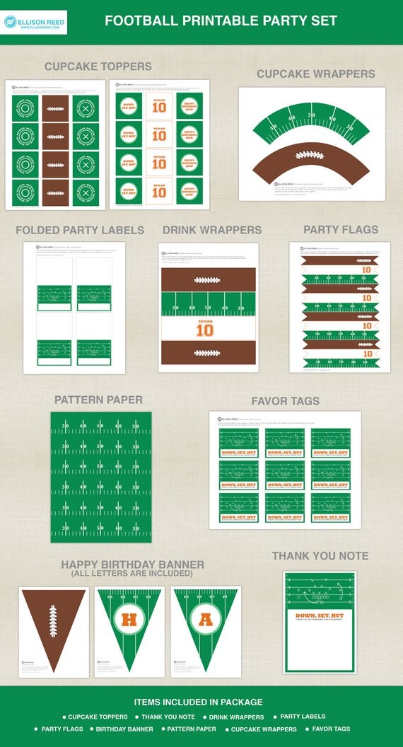 Football Birthday - football party - Football printable party - printable party - Sports Printable - Birthday Party - DIY Printable Il_570xn