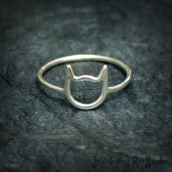 Cat Ring - handmade - Sterling Silver 925 - 16 gauge - gift packing