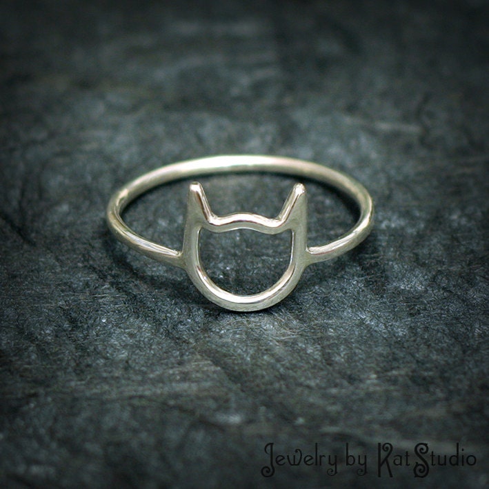 Cat Ring - handmade - Sterling Silver 925 - 16 gauge - gift packing