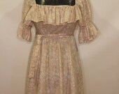 Vintage 70s Prairie Dress - Boho Floral Maxi Dress - XS/S - Peasant Dress