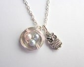 Custom Owl Bird's Nest Necklace, Mother's Necklace Grandmother's Necklace