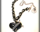Tortured Black Heart Necklace w/ Nails & Chain