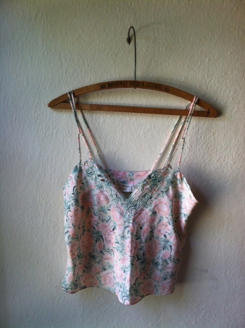 III Vintage Pastel Floral Cropped Lingerie Tank Top III