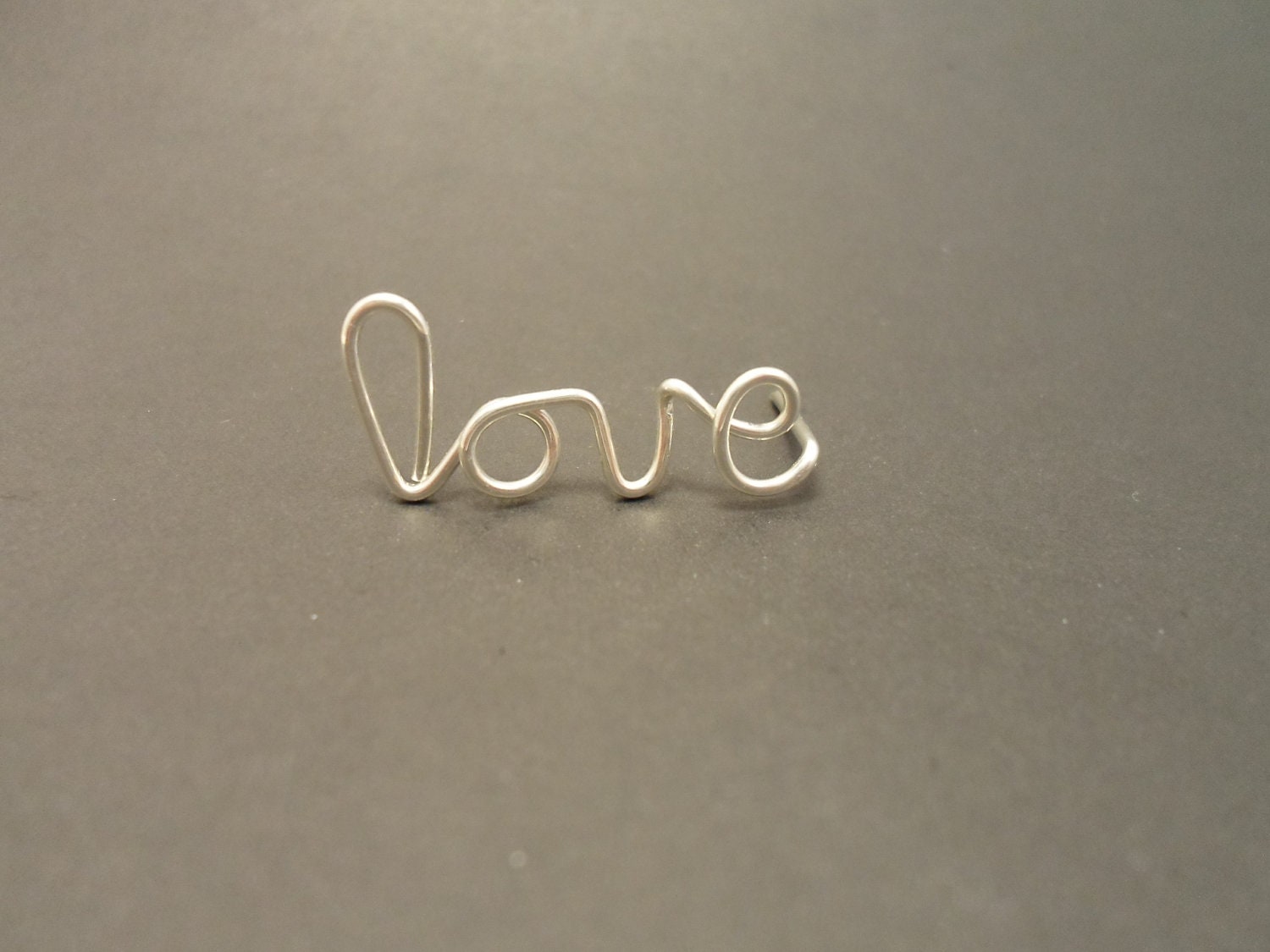 LOVE Earring, Sterling Silver plated. LOVE Handwritten Single Stud Earring. Cartilage. Pierced ear cuff.