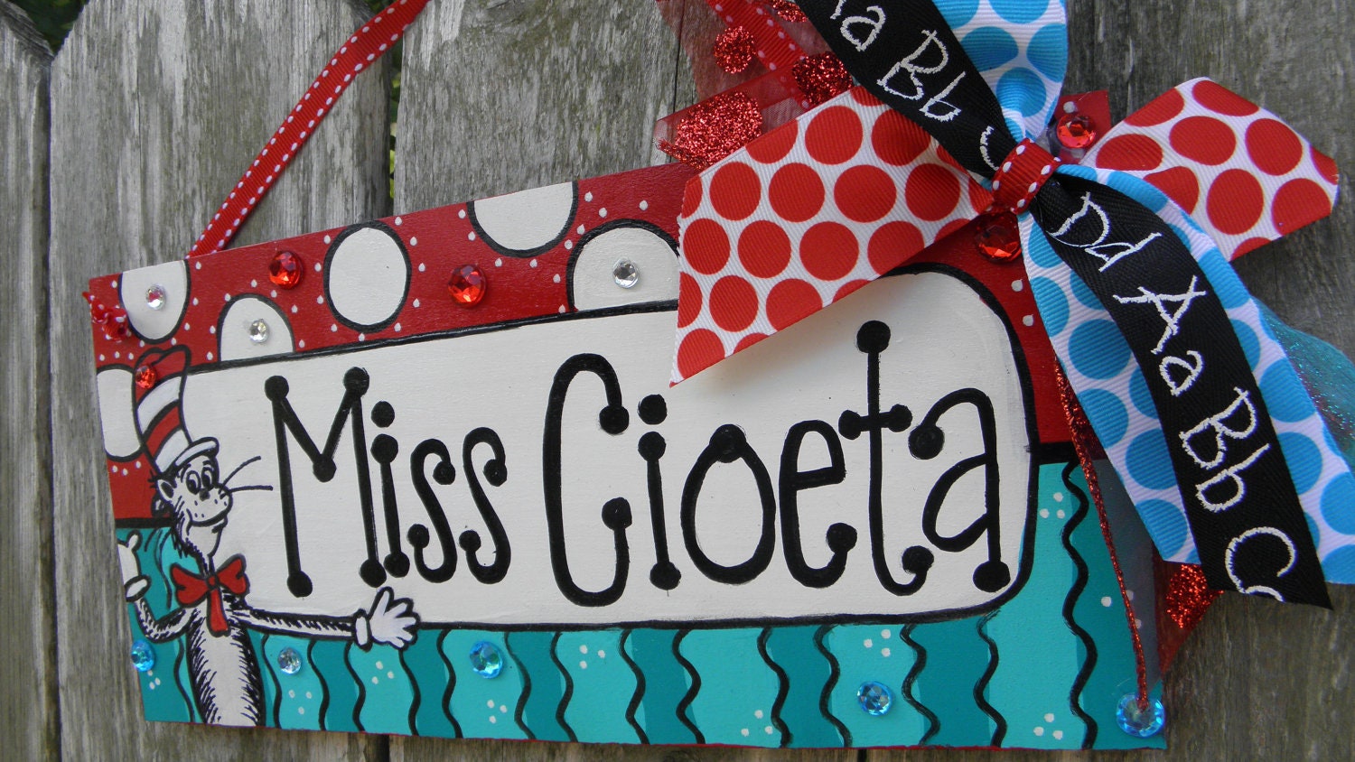 Teacher Name Sign Personalized Seuss