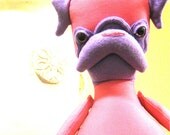 Mon Cher Pug (pink and purple) pug dolls, toy, stuffed animal, soft sculpture, kids, children, artist doll